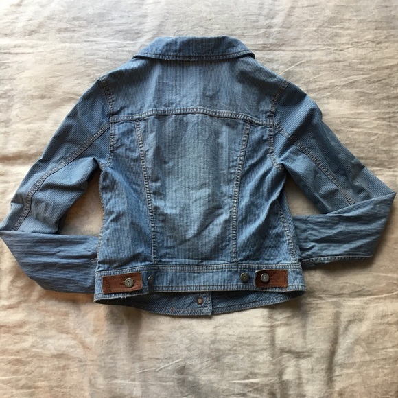 Anthropologie Pilcro Railroad Stripe Denim Jacket - Picture 3 of 7